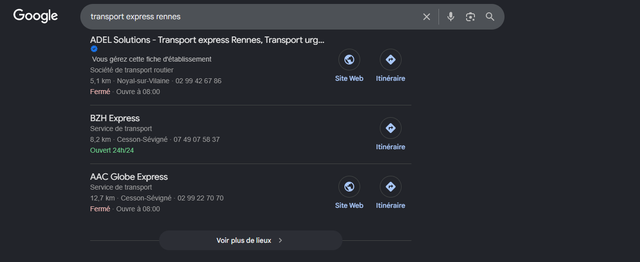 edc gbp seo local transport et logistique